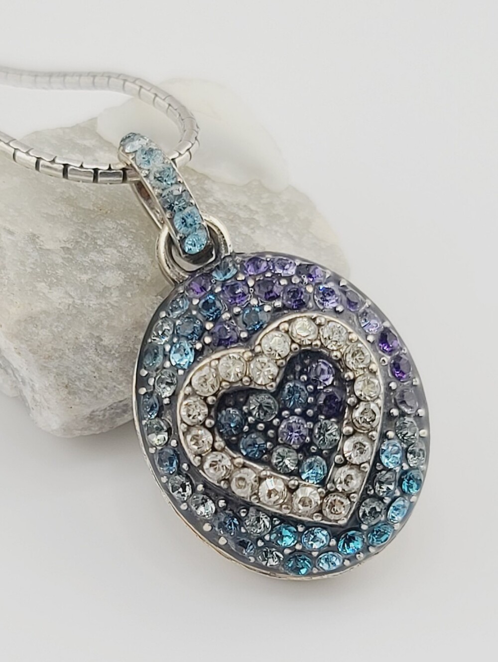 $85 Retired & Rare Brighton "Surrender" Message Locket w Swarovski Crystal Det!